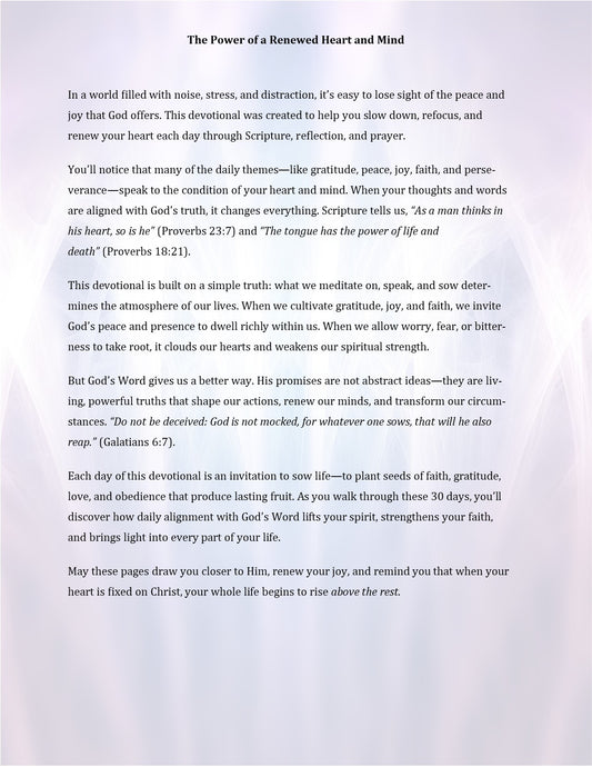 Devotional text on a white background with a blue circle overlay