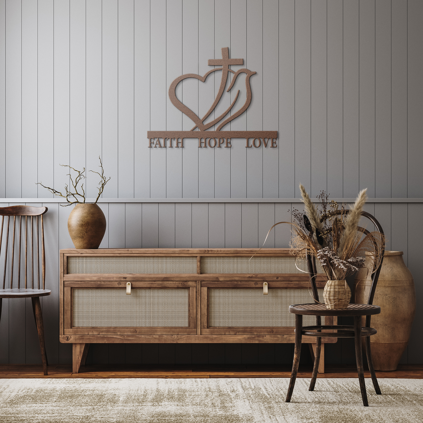 Metal Sign - Faith, Hope, Love - Above The Rest