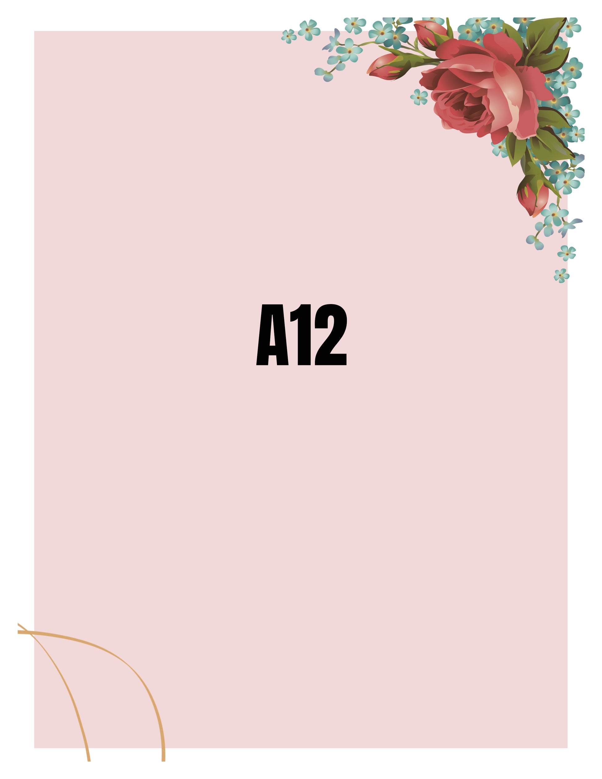 Pink background with floral design and 'A12' text