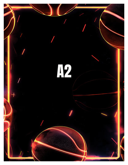 Black background with neon orange and red geometric shapes and 'A2' text.