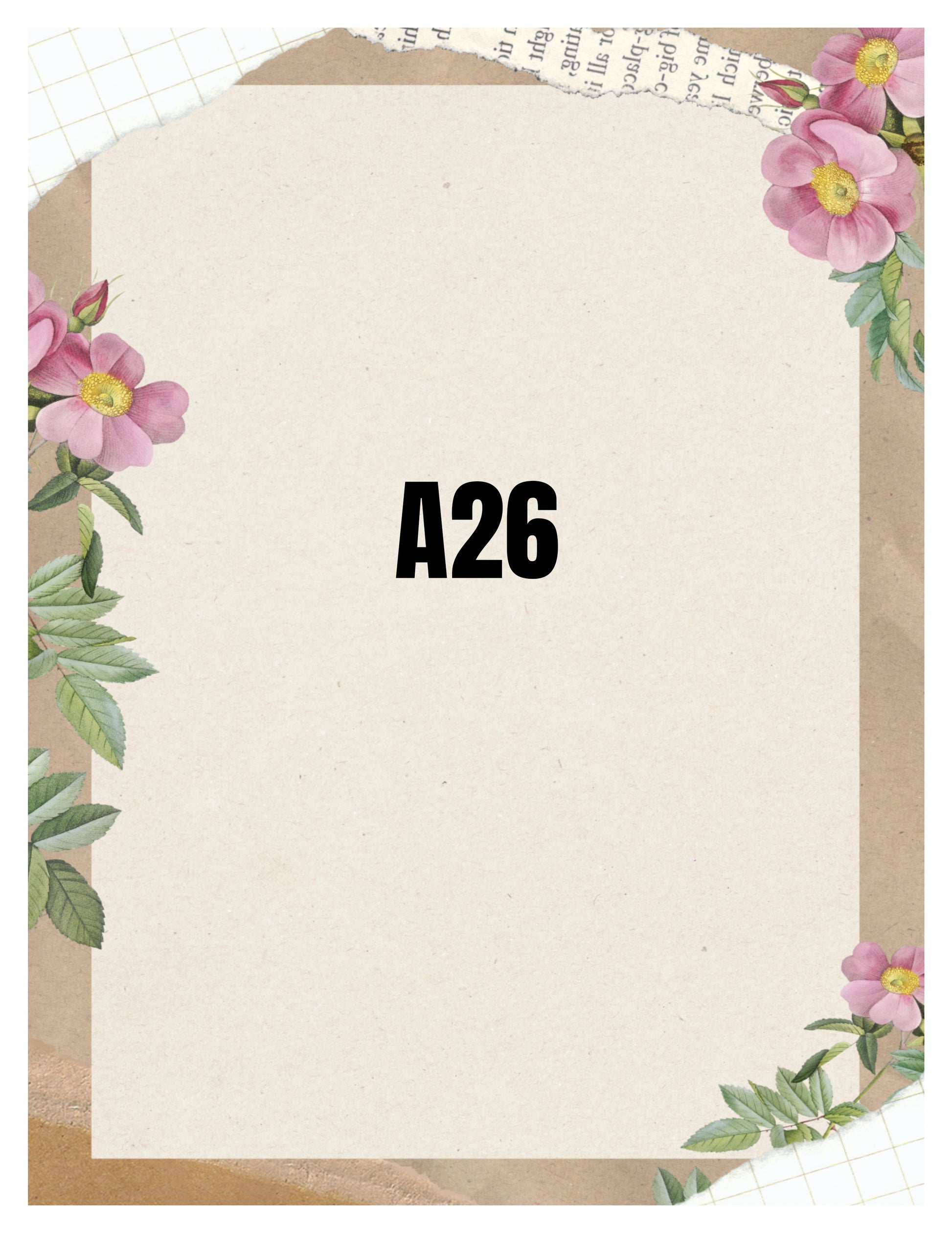 Letterhead with floral designs on a brown envelope