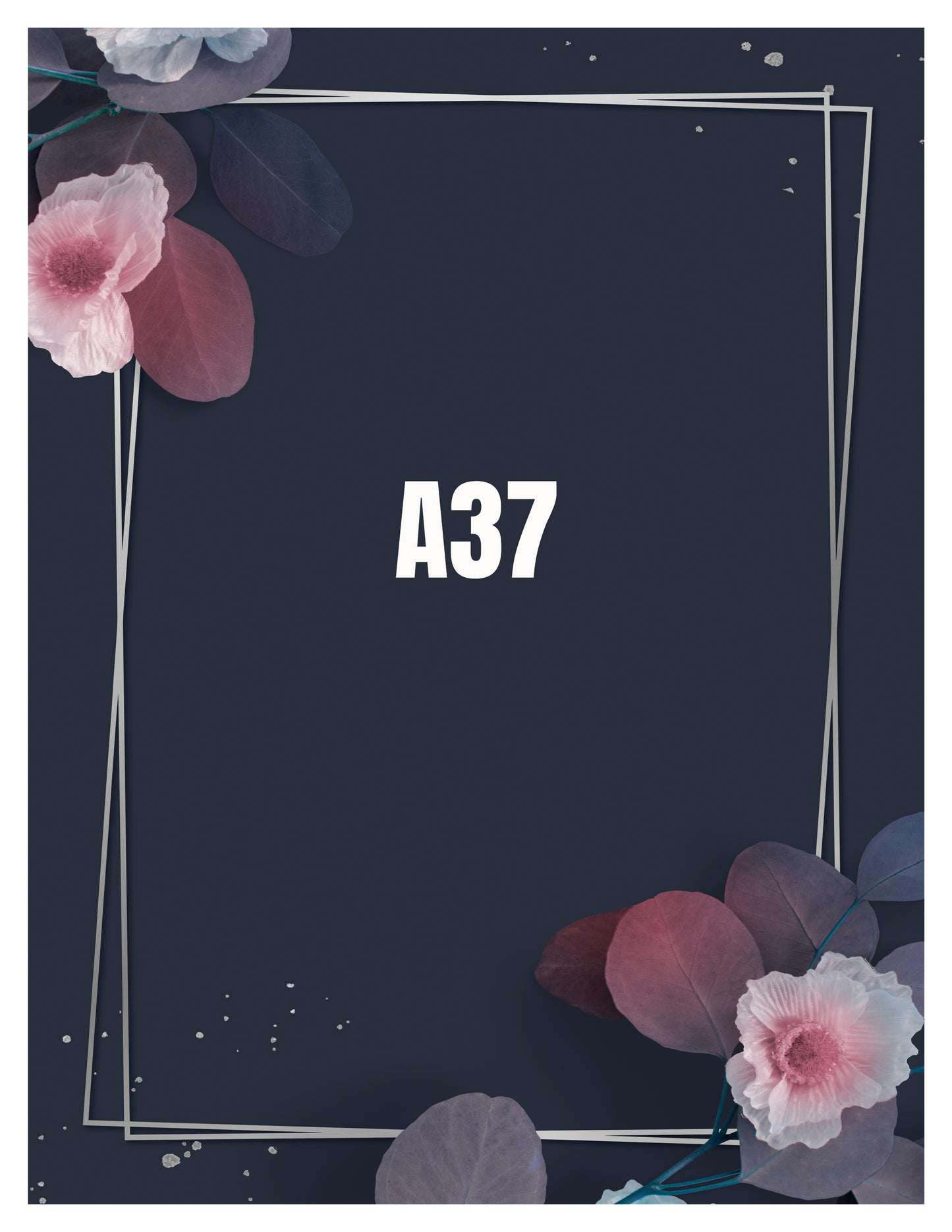 Floral design with 'A37' text on a dark background