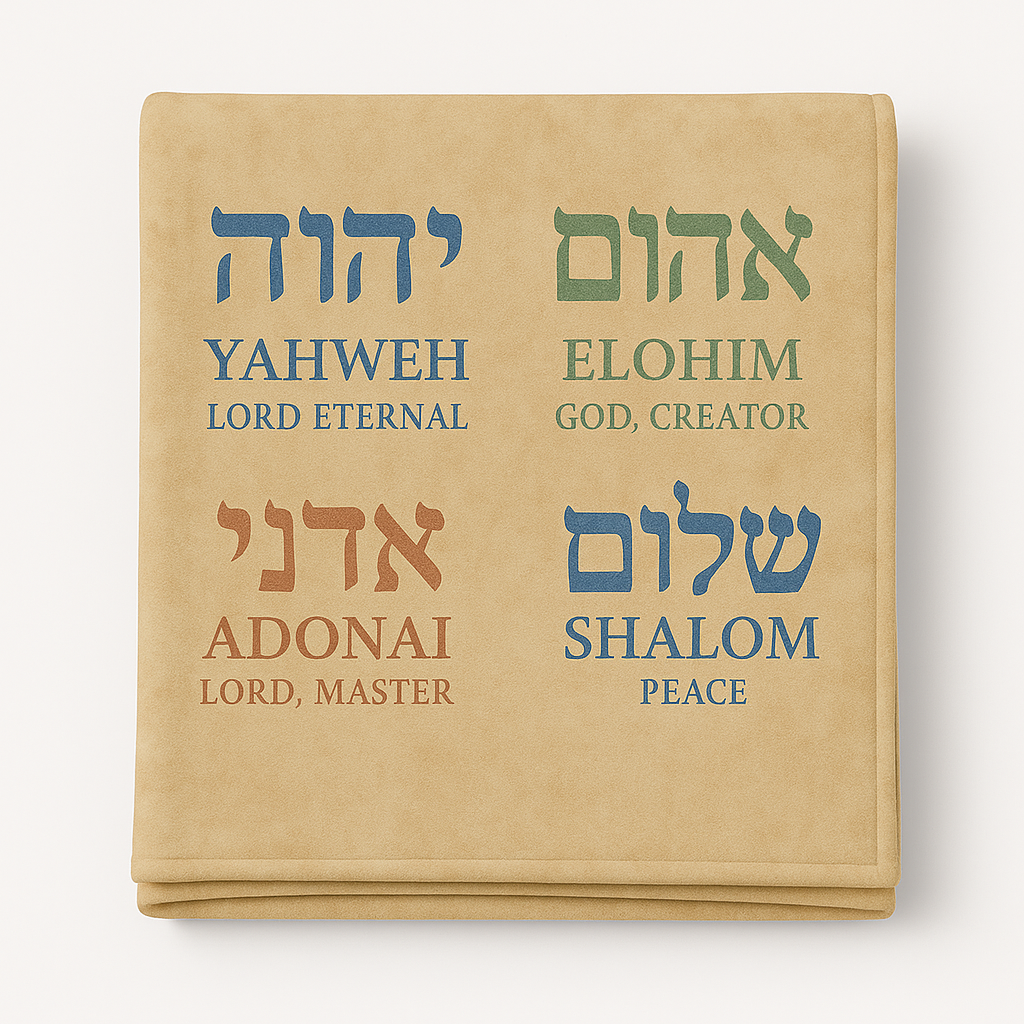 Names of God Hooded Blanket – Yahweh, Elohim, Adonai, Shalom