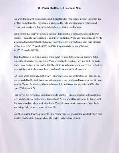 Devotional text on a white background with a blue circle overlay