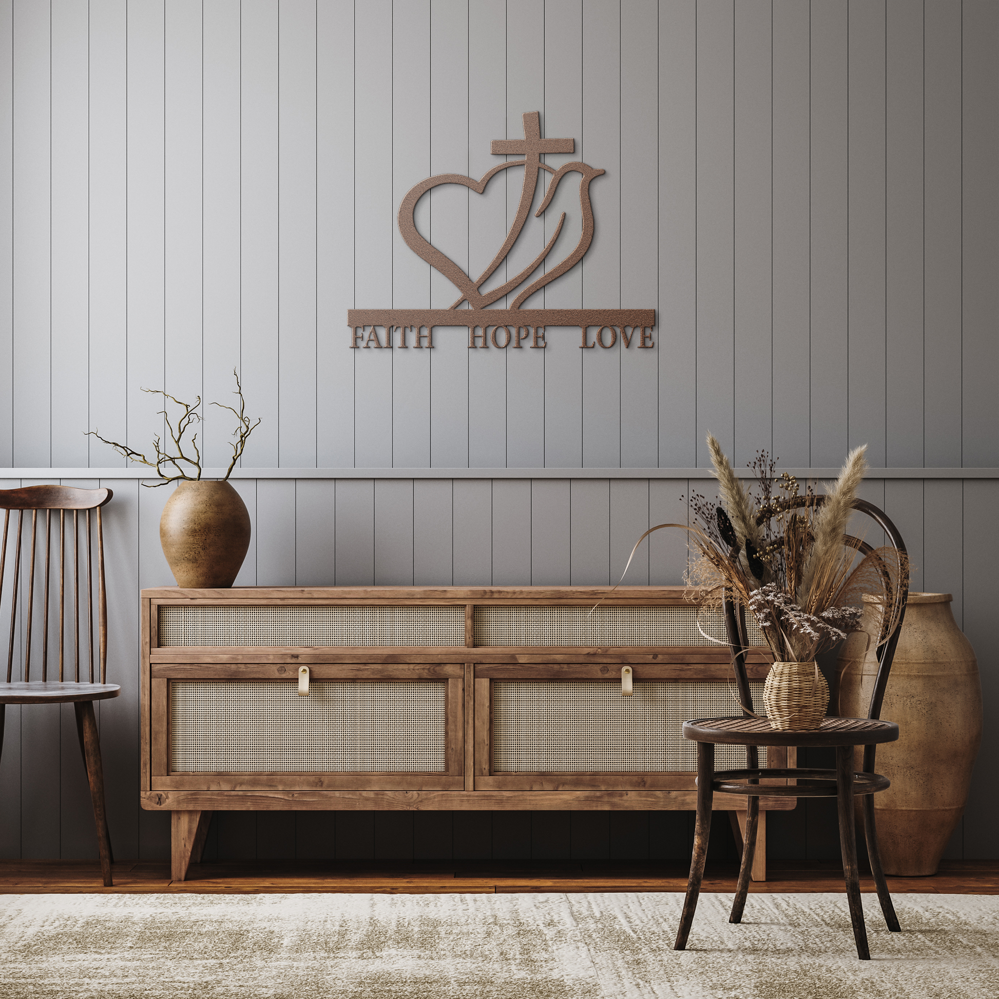 Metal Sign - Faith, Hope, Love - Above The Rest