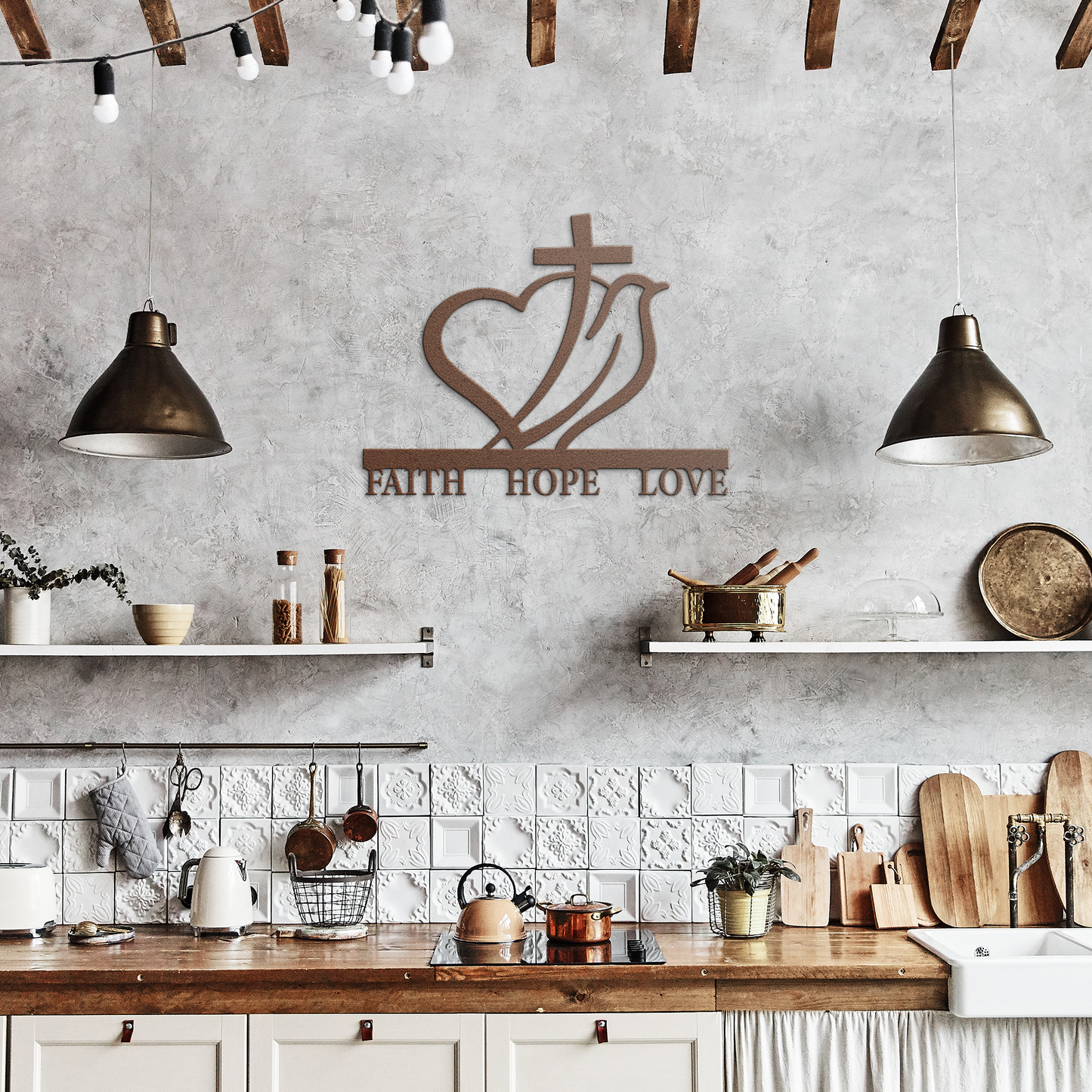Metal Sign - Faith, Hope, Love - Above The Rest