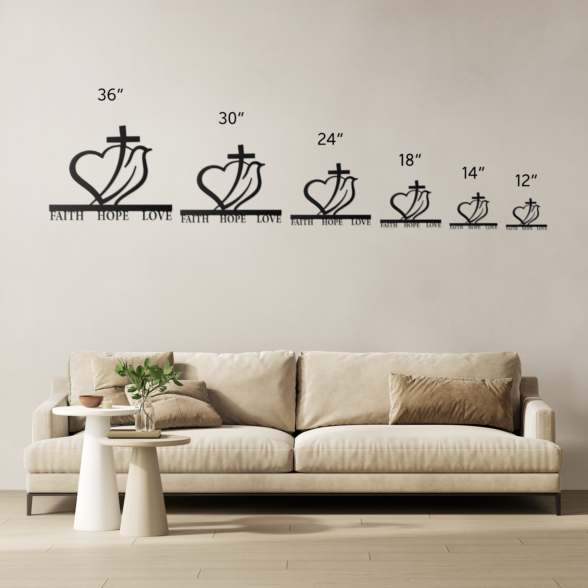 Metal Sign - Faith, Hope, Love - Above The Rest