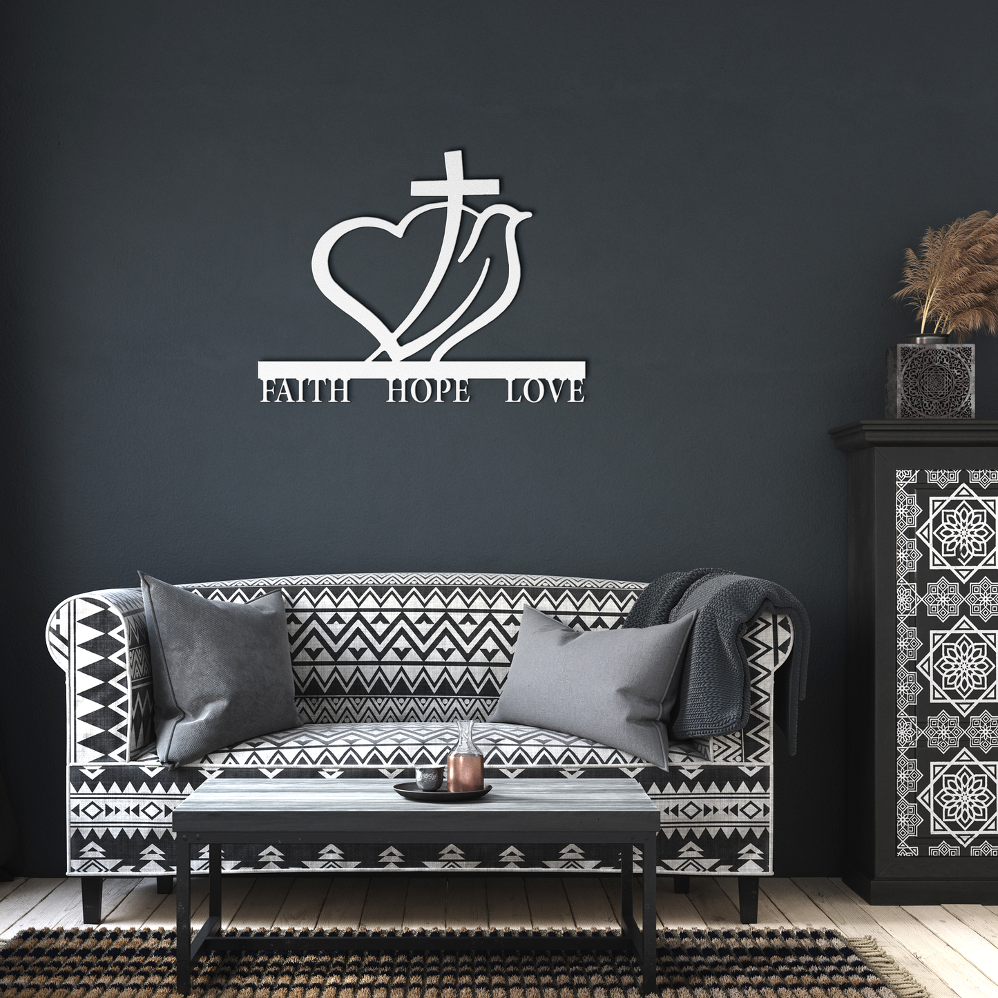 Metal Sign - Faith, Hope, Love - Above The Rest