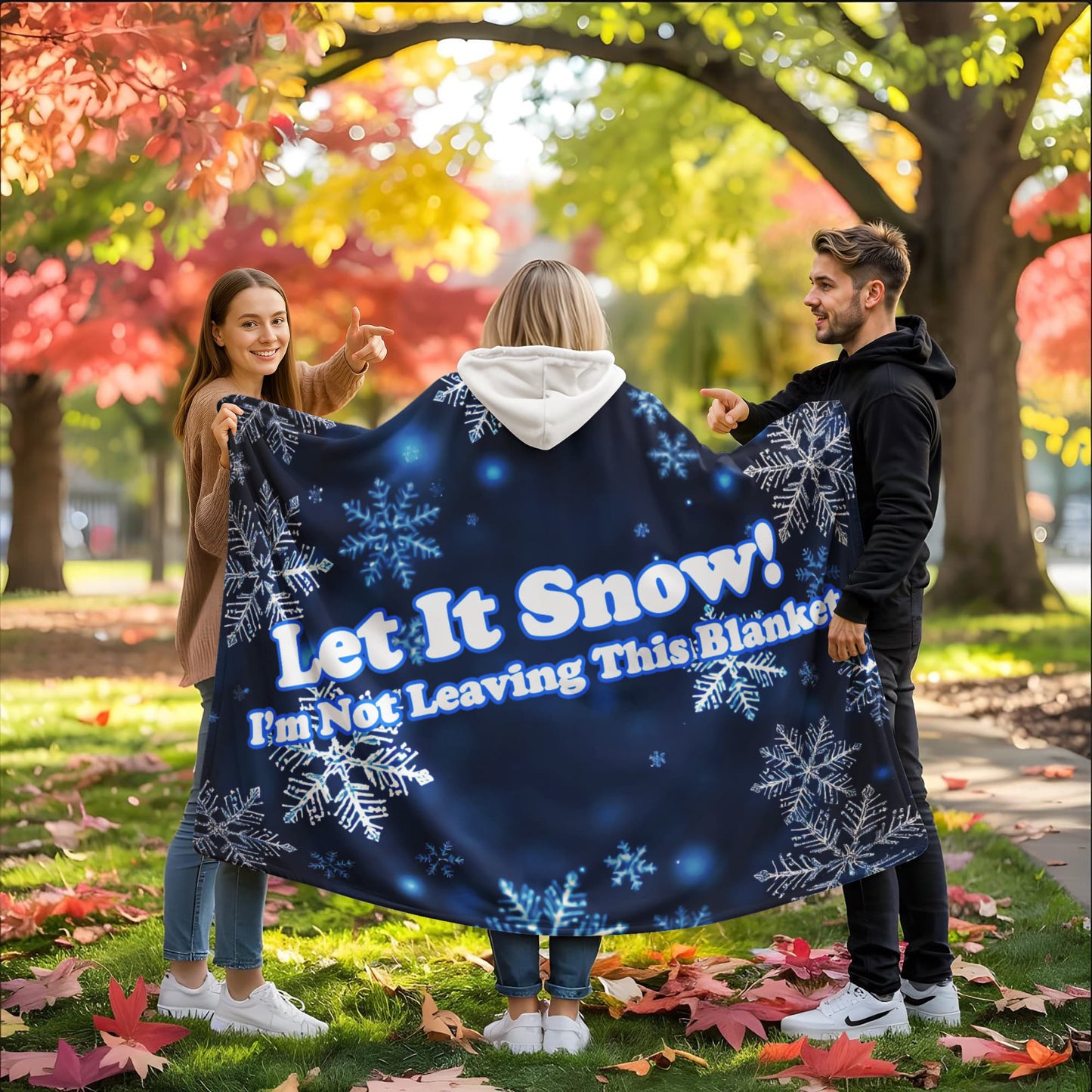 Let It Snow Hooded Blanket - can be customized