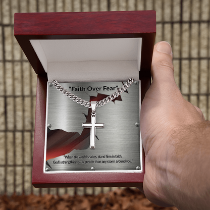 Cross with Cuban Link Chain