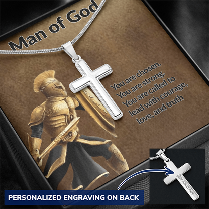 Man of God Personalized Cross Necklace is a powerful reminder of who you are chosen, brave, and called to lead with love and faith.