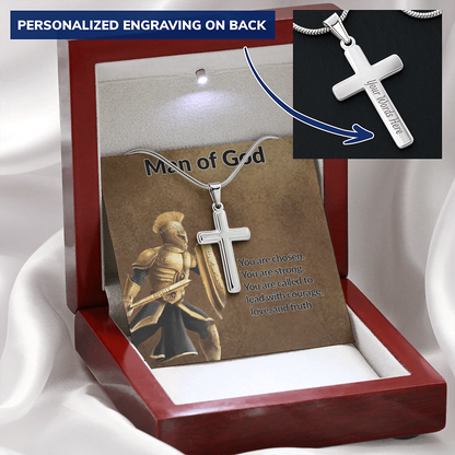Man of God Personalized Cross Necklace is a powerful reminder of who you are chosen, brave, and called to lead with love and faith.