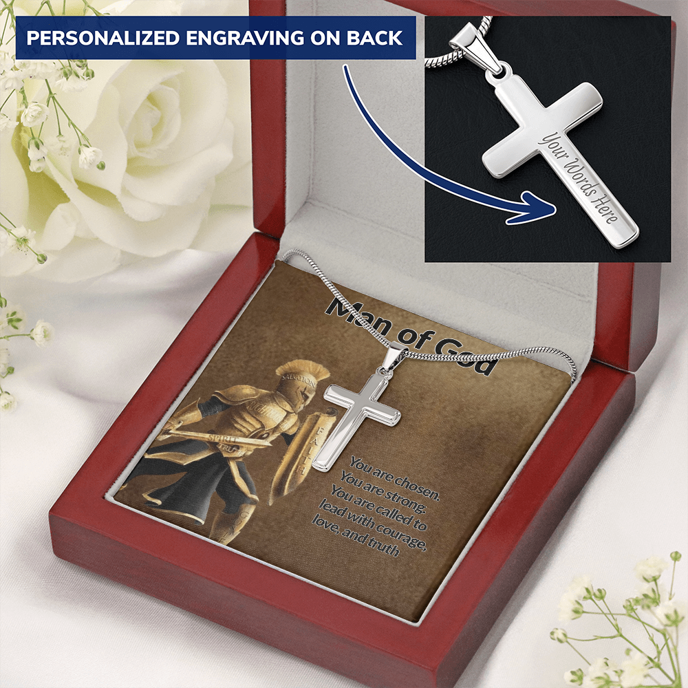 Man of God Personalized Cross Necklace is a powerful reminder of who you are chosen, brave, and called to lead with love and faith.