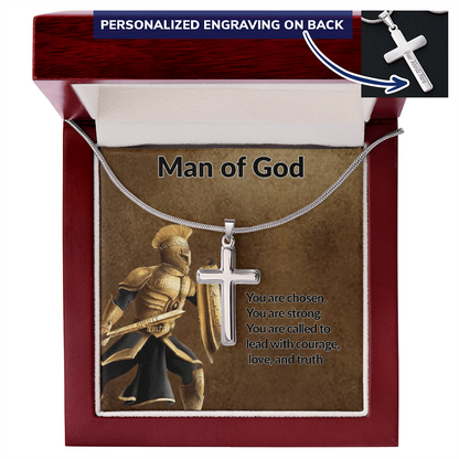 Man of God Personalized Cross Necklace is a powerful reminder of who you are chosen, brave, and called to lead with love and faith.